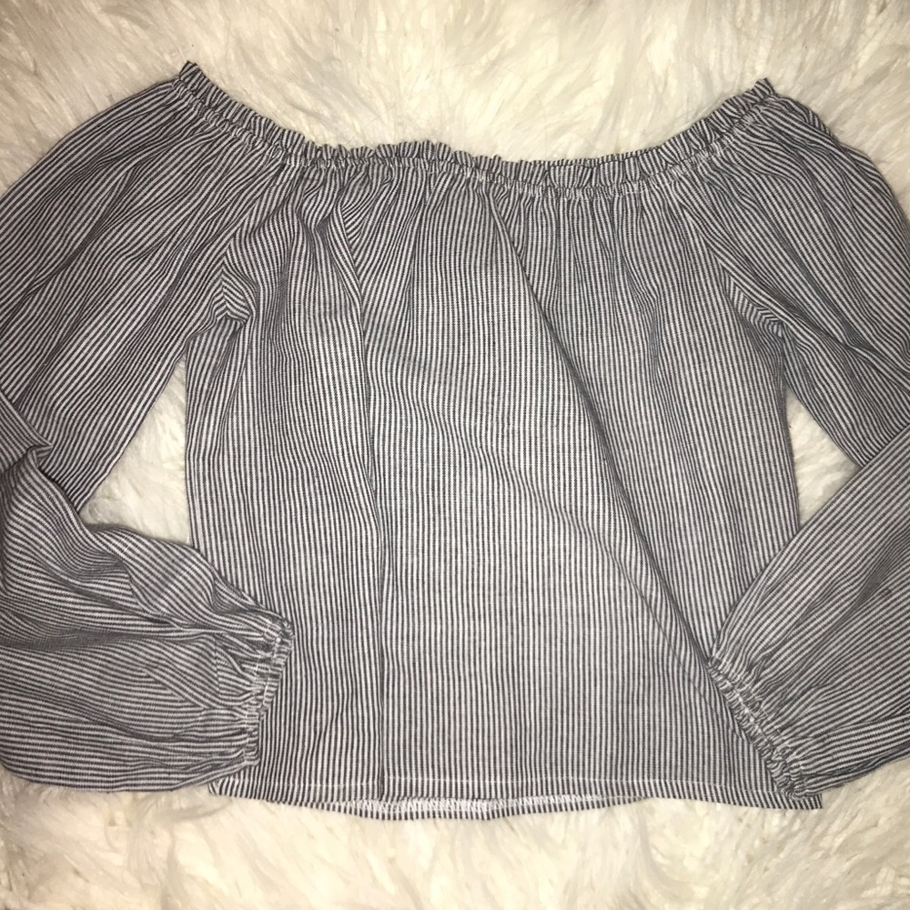 Pacsun Pinstripe Off the Shoulder Top